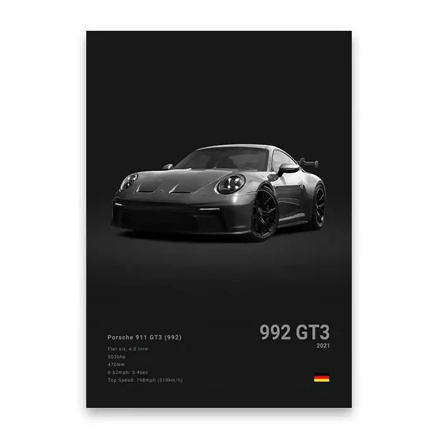 Modern black sports car canvas wall art living room decor