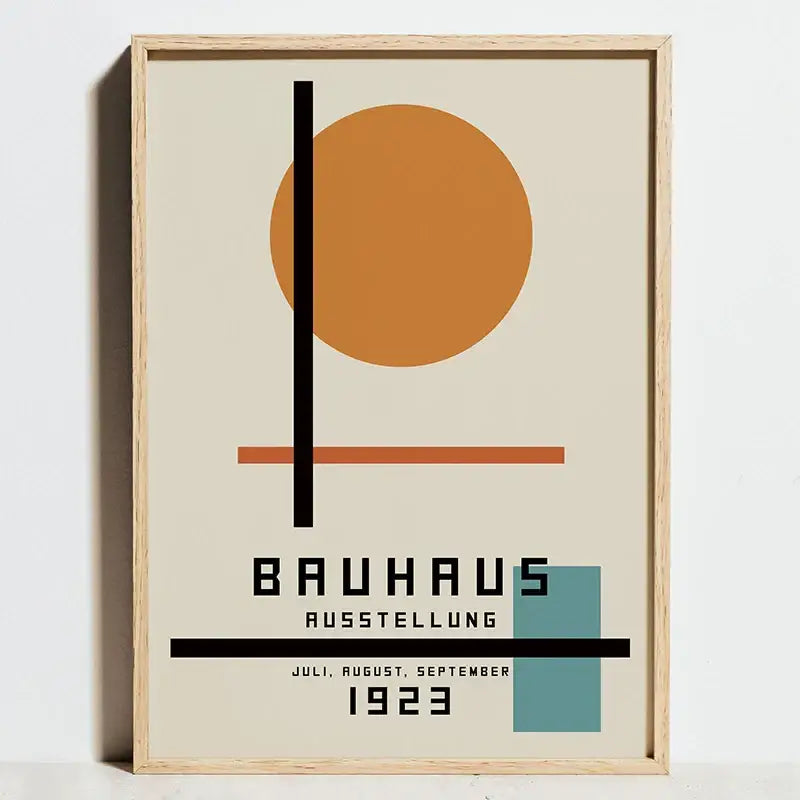 Modern blue and red geometric bauhaus exhibition canvas living room