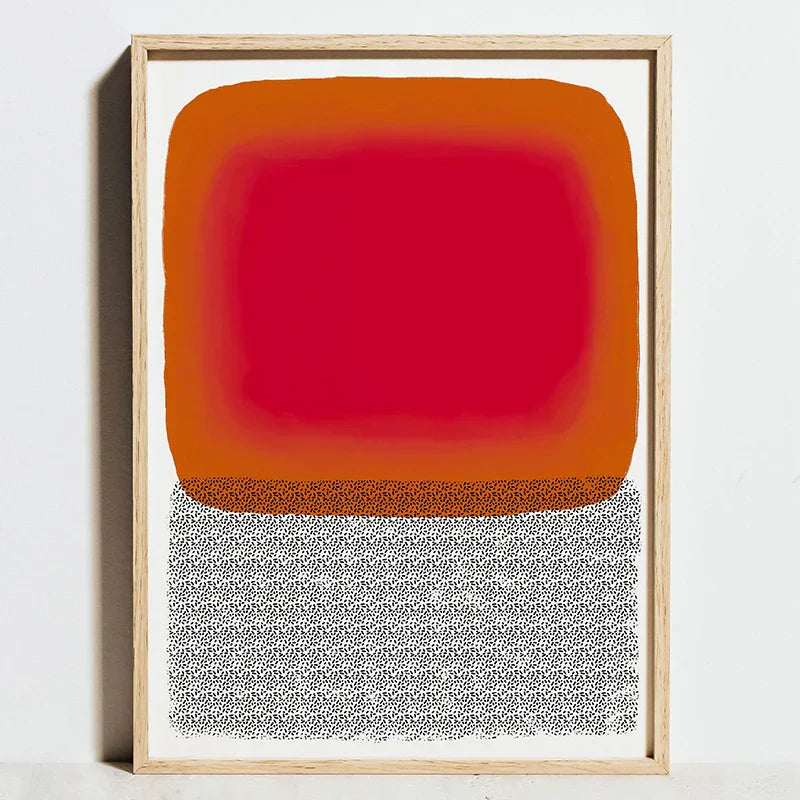 Modern blue and orange geometric bauhaus exhibition poster living room