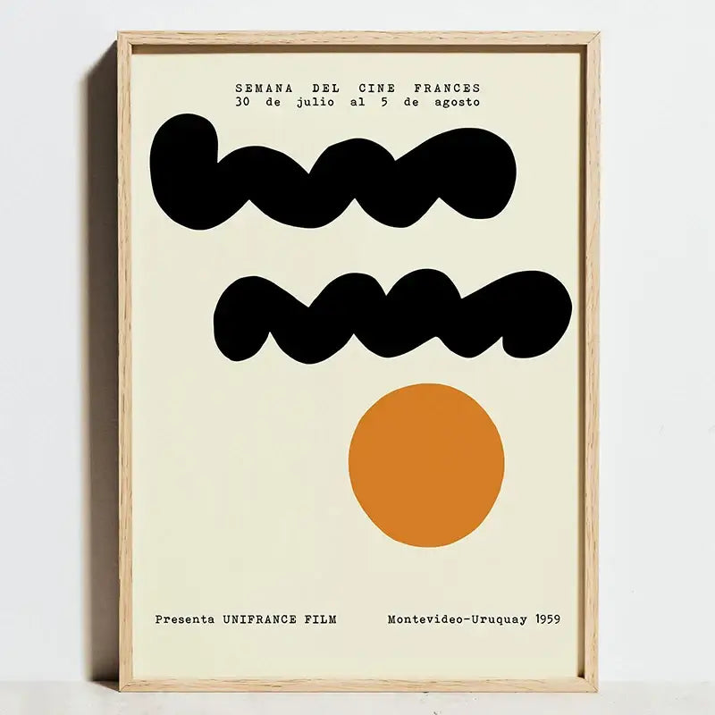 Minimalist black & tan geometric bauhaus exhibition posters living room