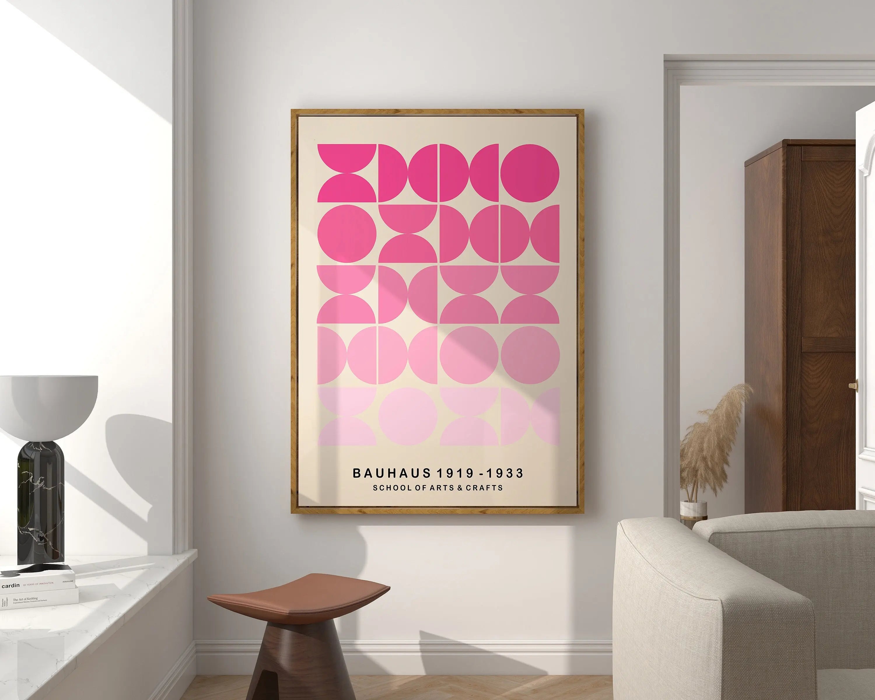 Minimalist bauhaus geometric canvas print living room wall art