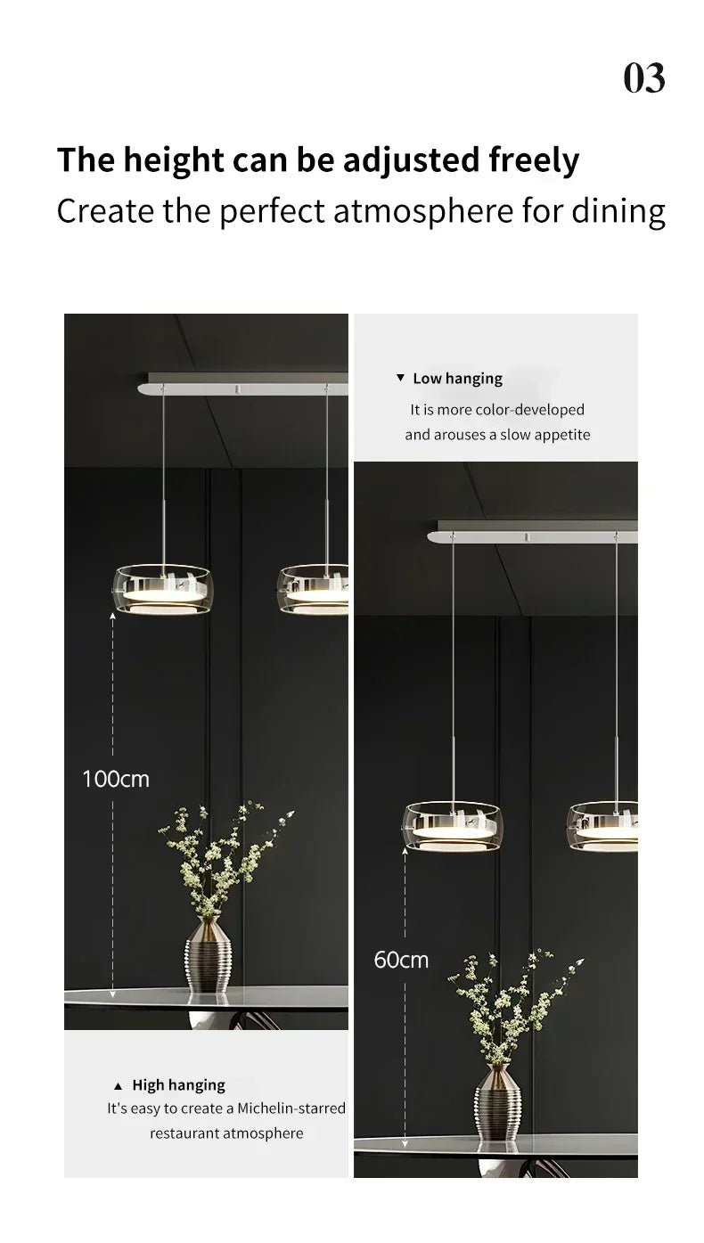 Modern black glass dining table pendant light