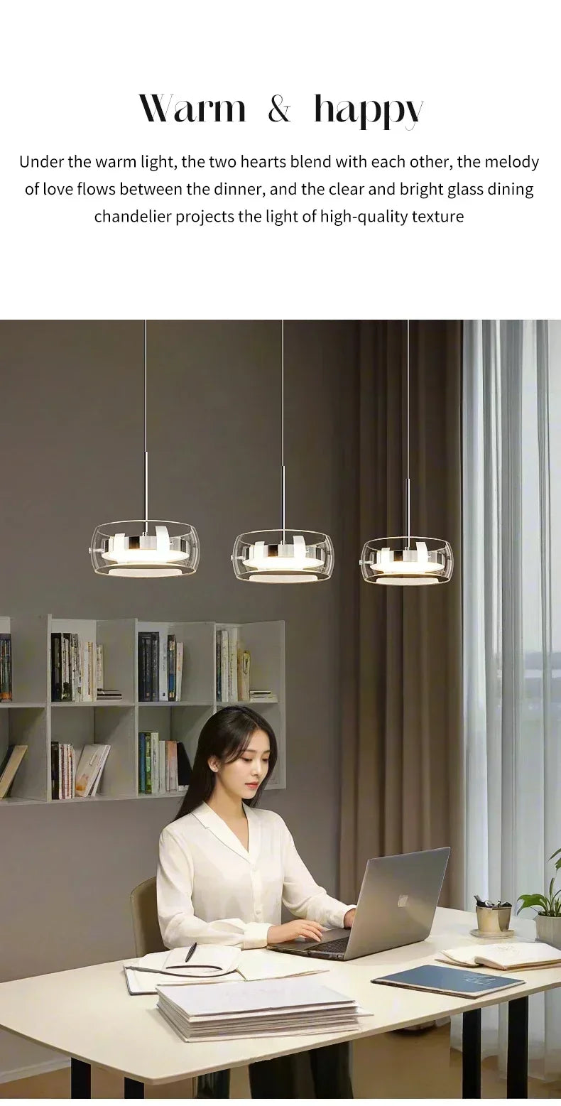 Modern black glass dining table pendant light
