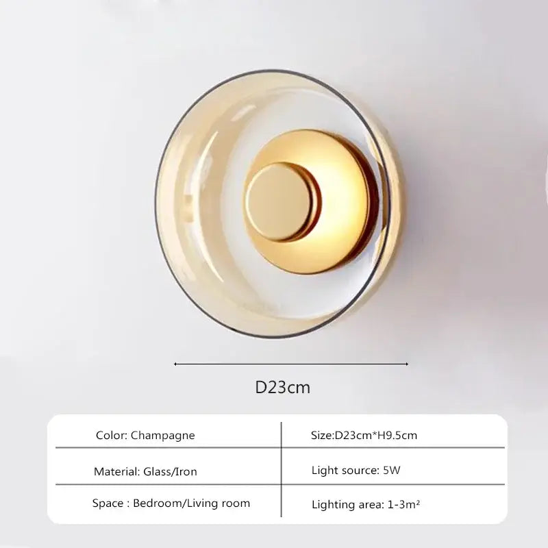 Modern gold and frosted glass led wall light bedroom sconce 3 pack