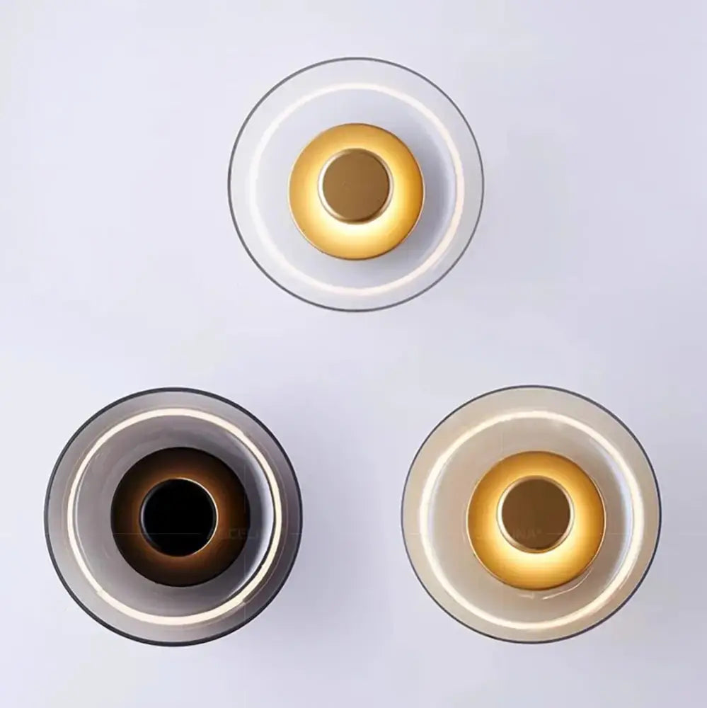Modern gold and frosted glass led wall light bedroom sconce 3 pack