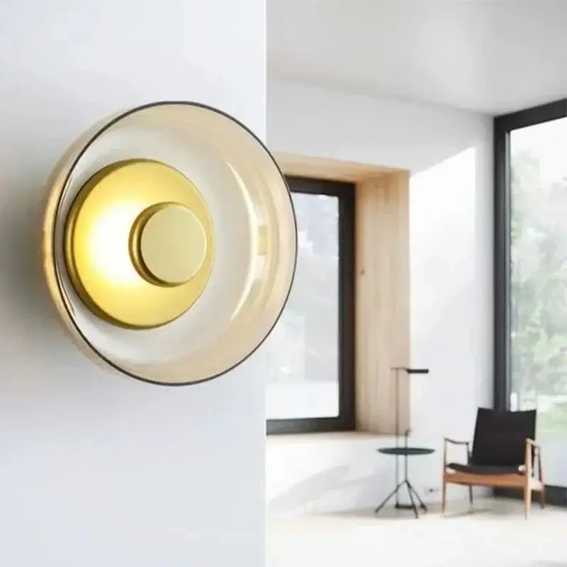Modern gold and frosted glass led wall light bedroom sconce 3 pack