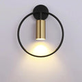 Modern black & gold circular wall sconce bedroom lamp
