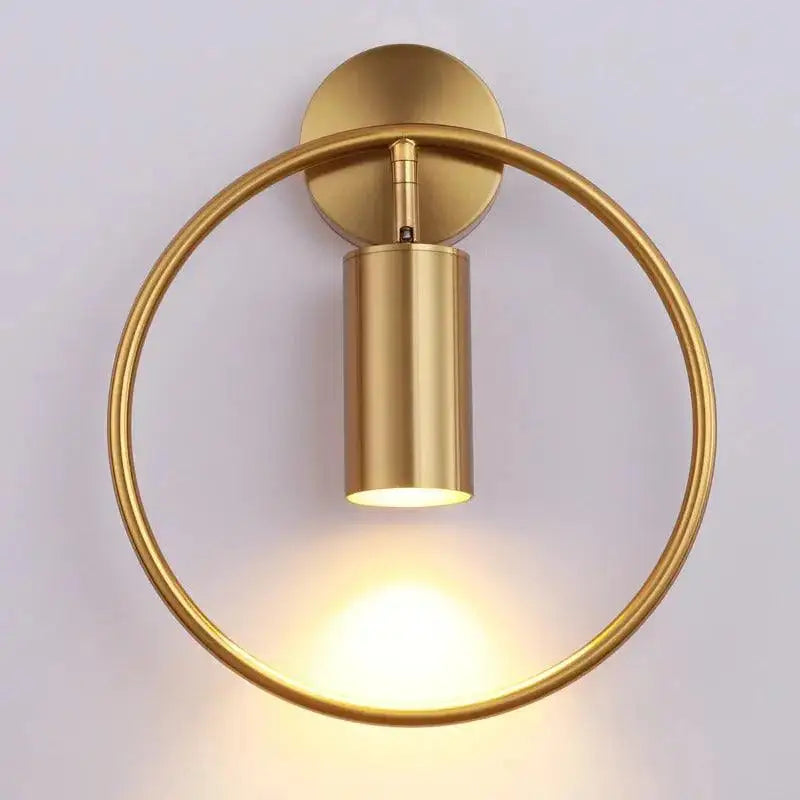 Modern black & gold circular wall sconce bedroom lamp