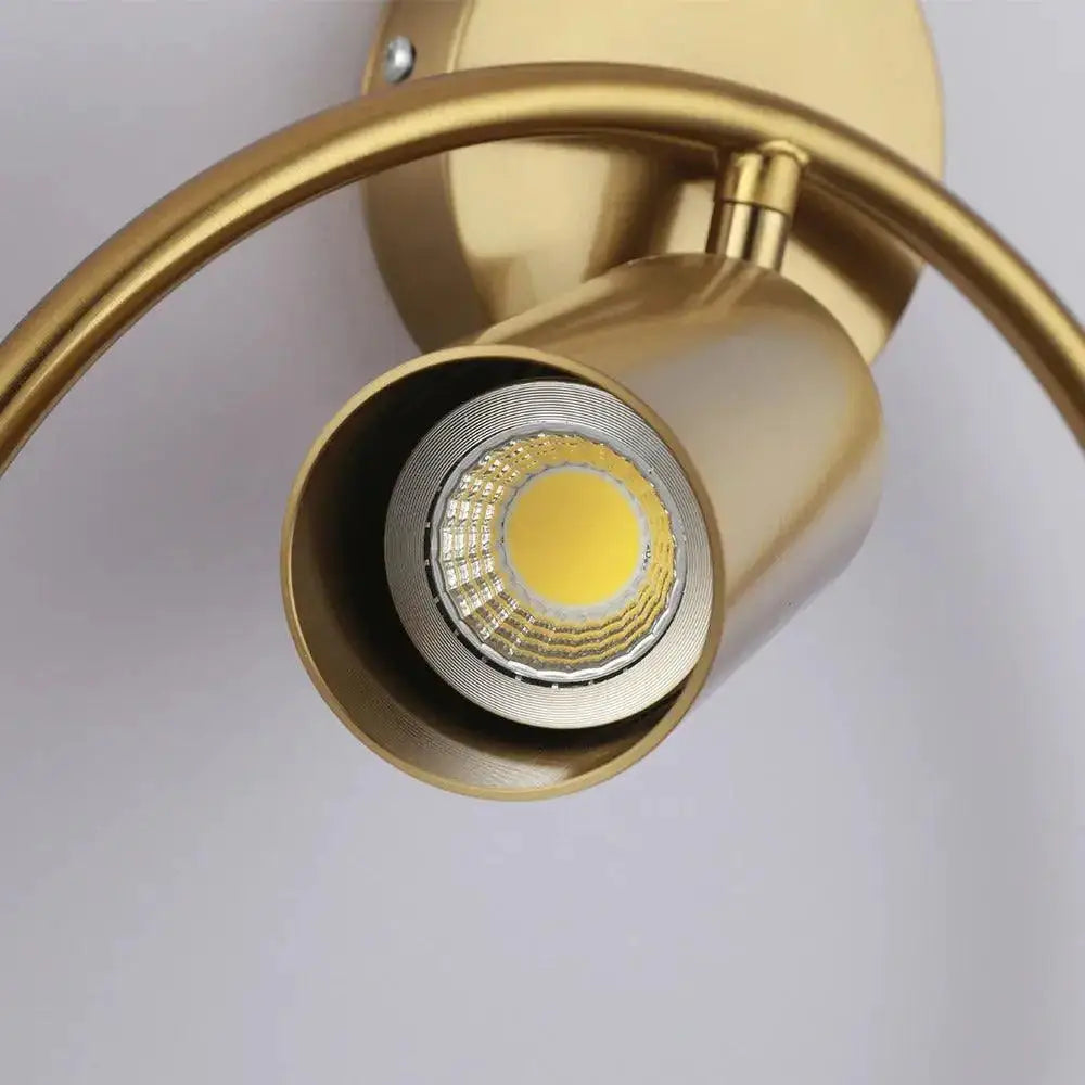 Modern black & gold circular wall sconce bedroom lamp
