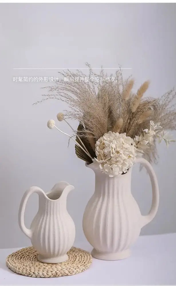 Ins style cream ceramic spiral vase living room decor