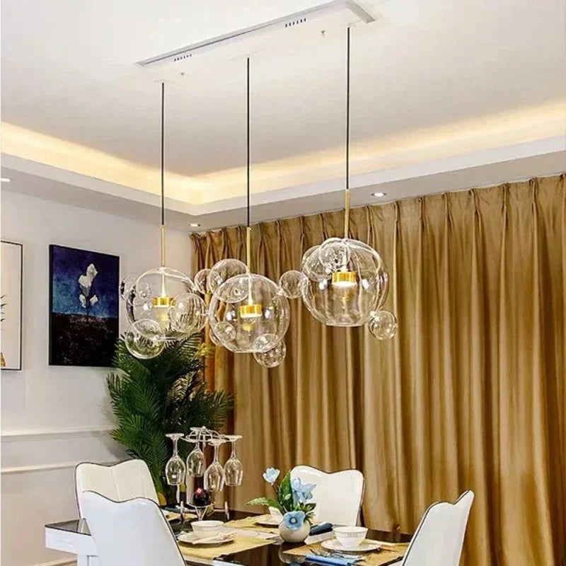 Modern led bubble 15 globe chandelier dining room glass pendant light