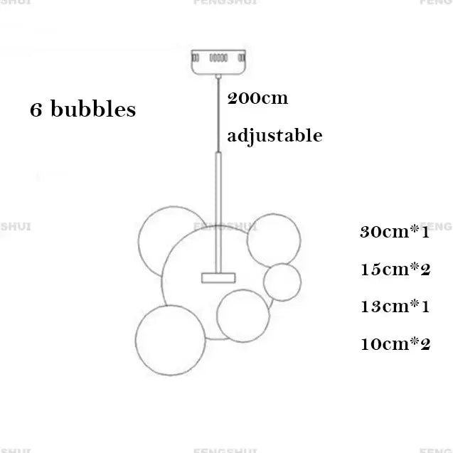 Modern led bubble 15 globe chandelier dining room glass pendant light