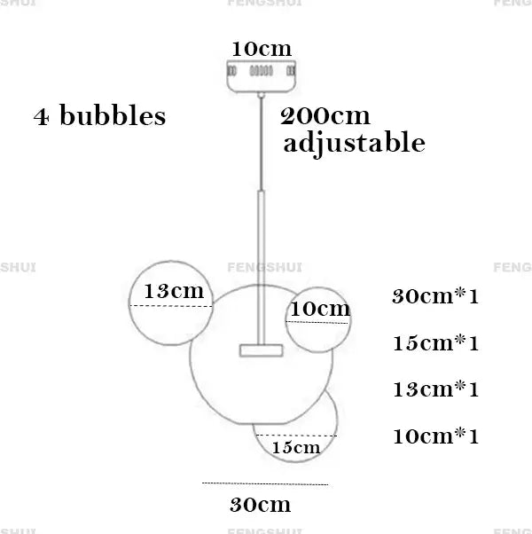 Modern led bubble 15 globe chandelier dining room glass pendant light