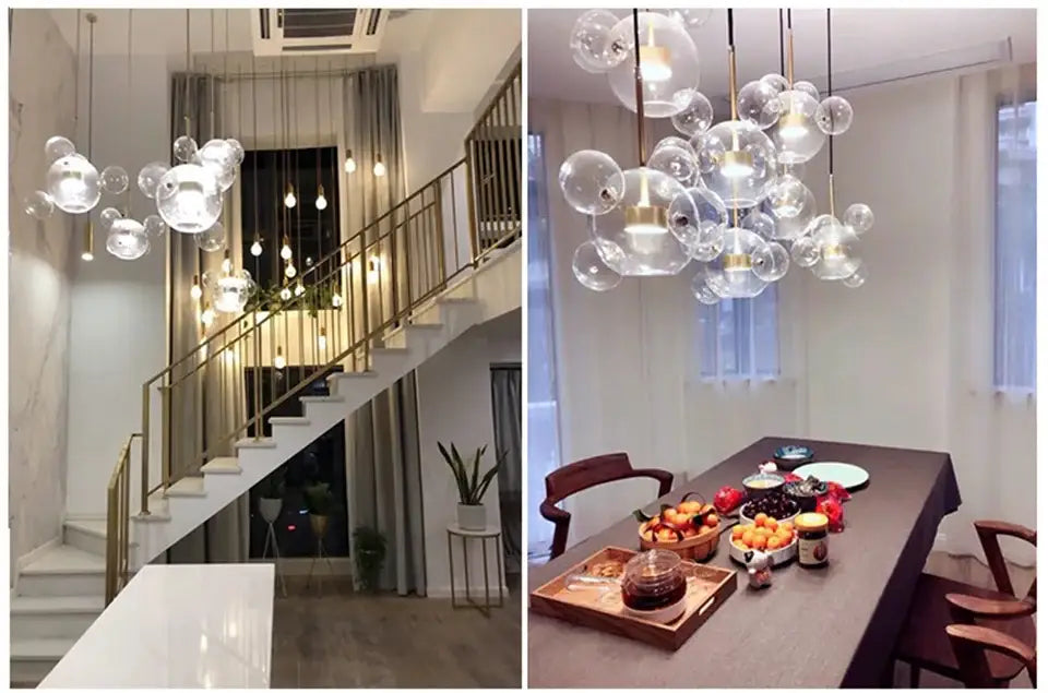 Modern led bubble 15 globe chandelier dining room glass pendant light