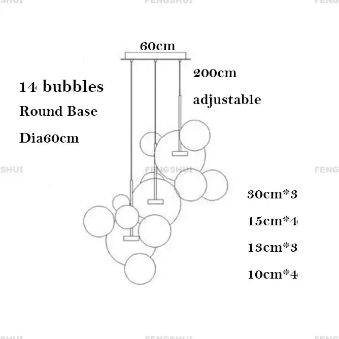 Modern led bubble ball chandelier living room pendant light