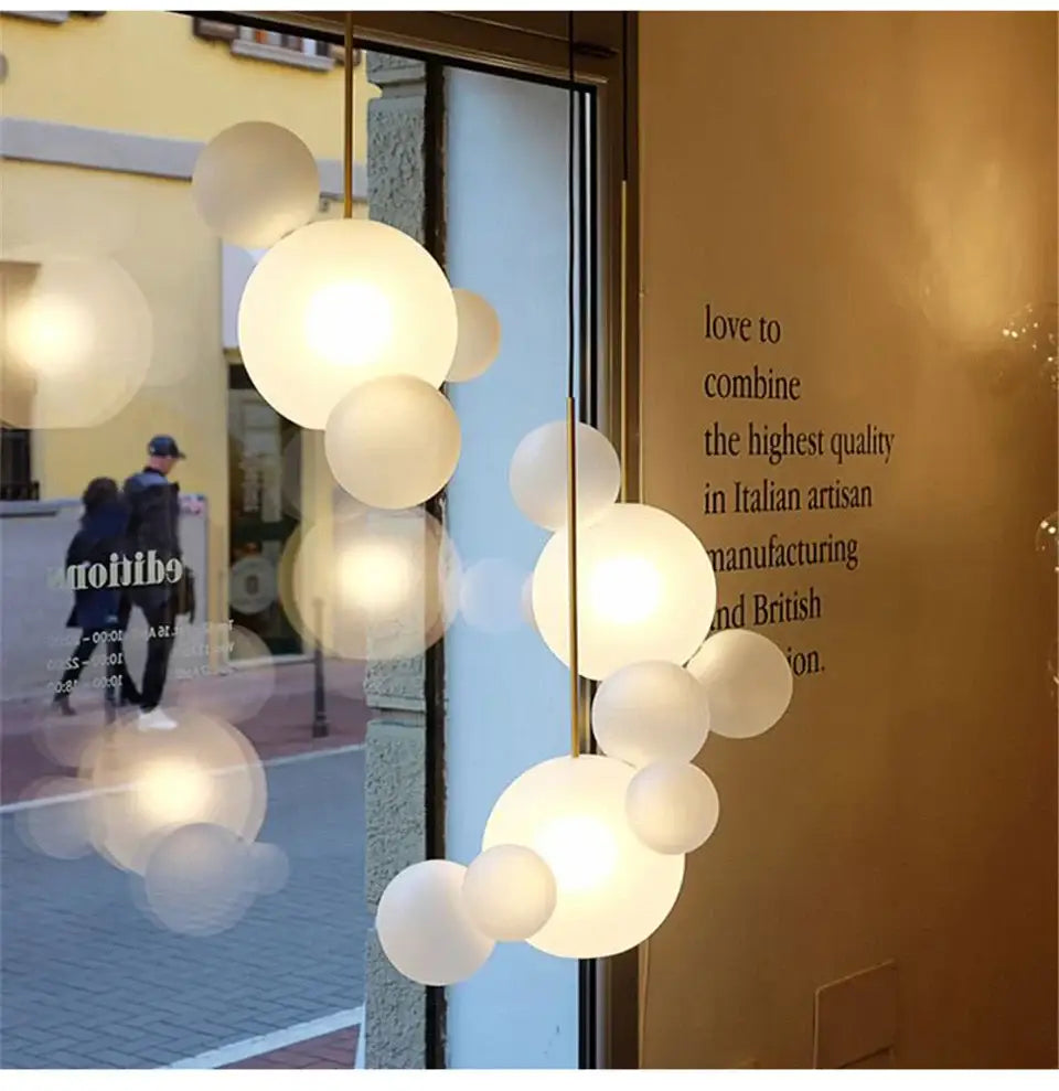 Modern led bubble 15 globe chandelier dining room glass pendant light