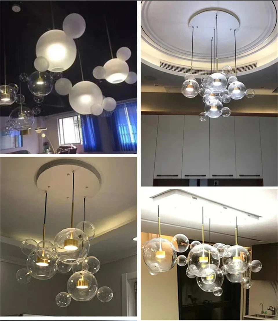 Modern gold led bubble chandelier living room pendant light