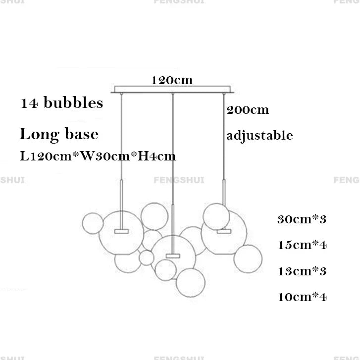 Modern minimalist led bubble chandelier dining room pendant light