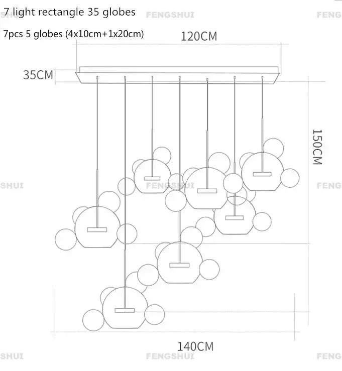 Modern minimalist led bubble chandelier dining room pendant light