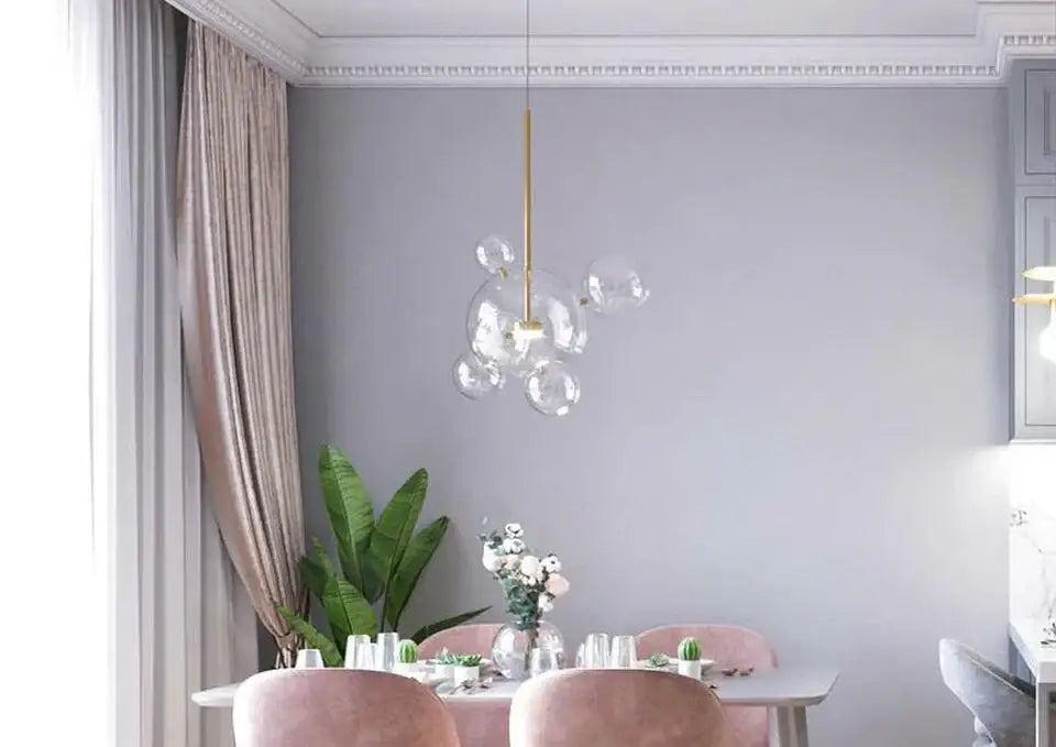 Modern gold led bubble chandelier living room pendant light