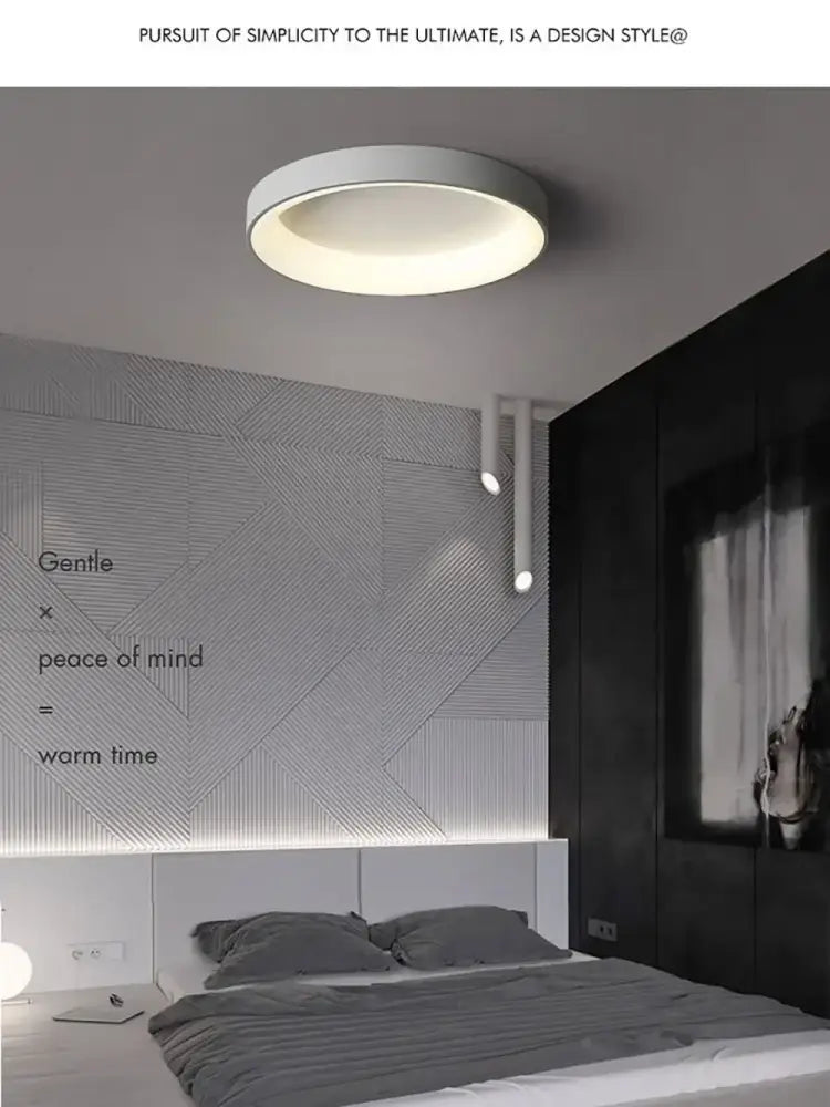Modern white circular led ceiling light – living room warm glow