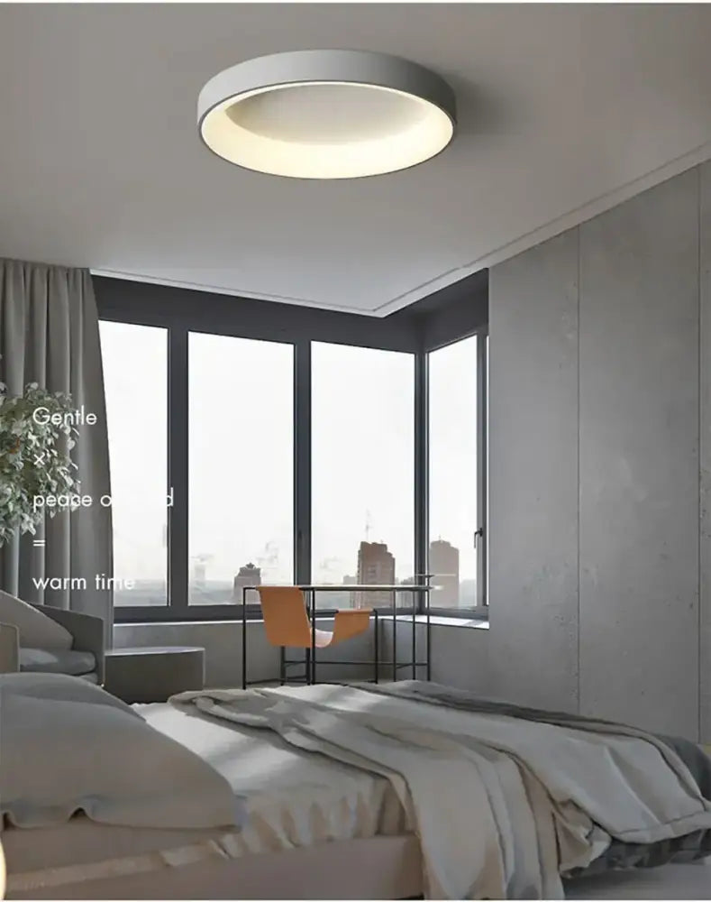 Modern white circular led ceiling light – living room warm glow