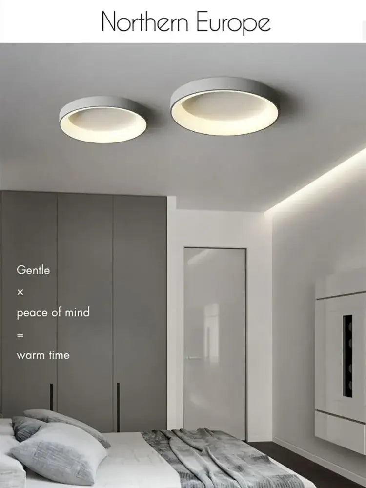 Modern white circular led ceiling light – living room warm glow