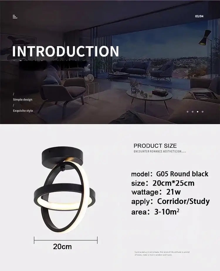 Modern black & white geometric led chandelier living room three color