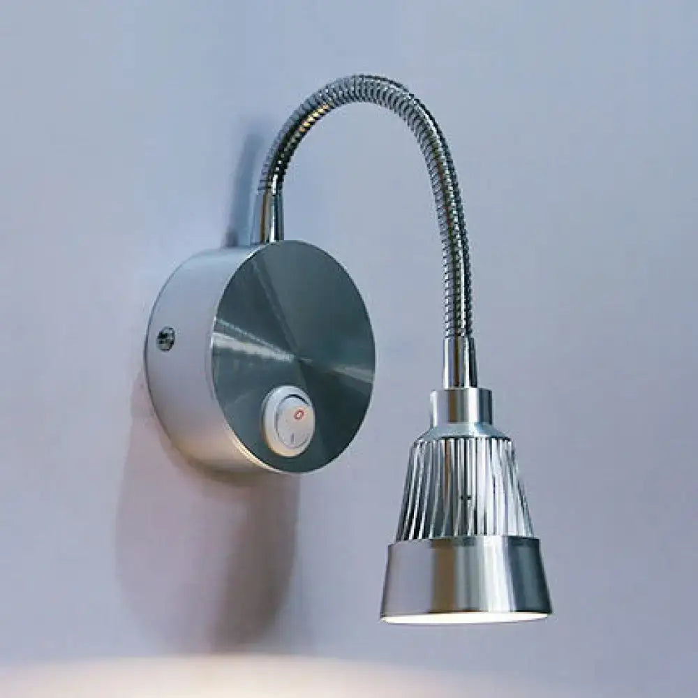 Modern metal led chrome finish gooseneck reading light for bedroom
