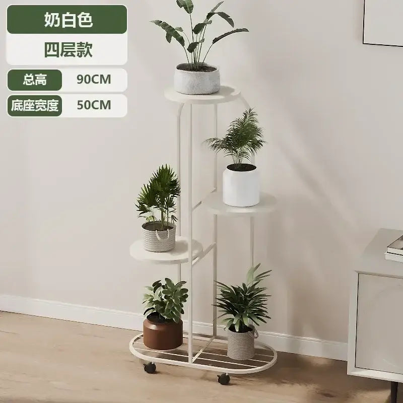 Modern gold 5 tier plant stand with wheels living room flower rack