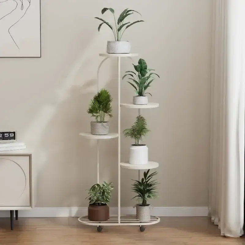 Modern gold 5 tier plant stand with wheels living room flower rack