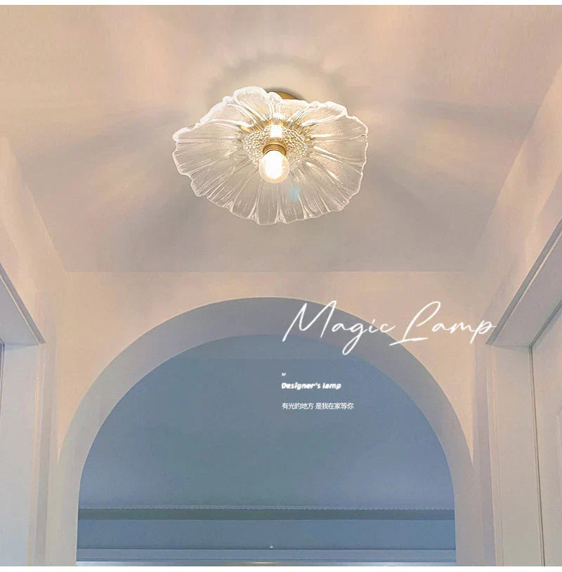 Modern green leaf glass e27 ceiling lights for bedroom interiors
