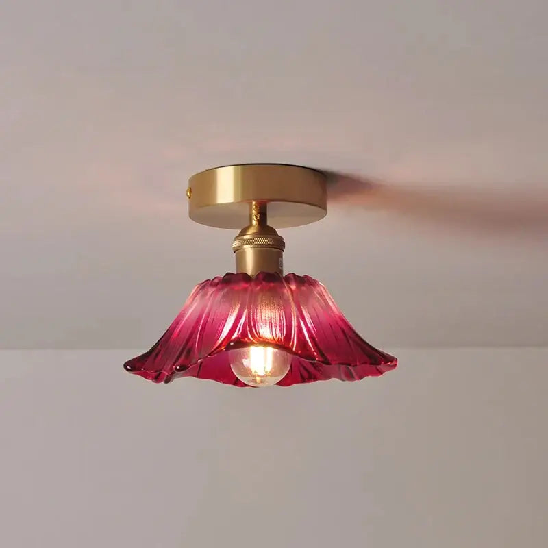 Modern green leaf glass e27 ceiling lights for bedroom interiors