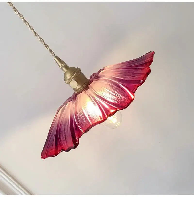 Modern green leaf glass e27 ceiling lights for bedroom interiors
