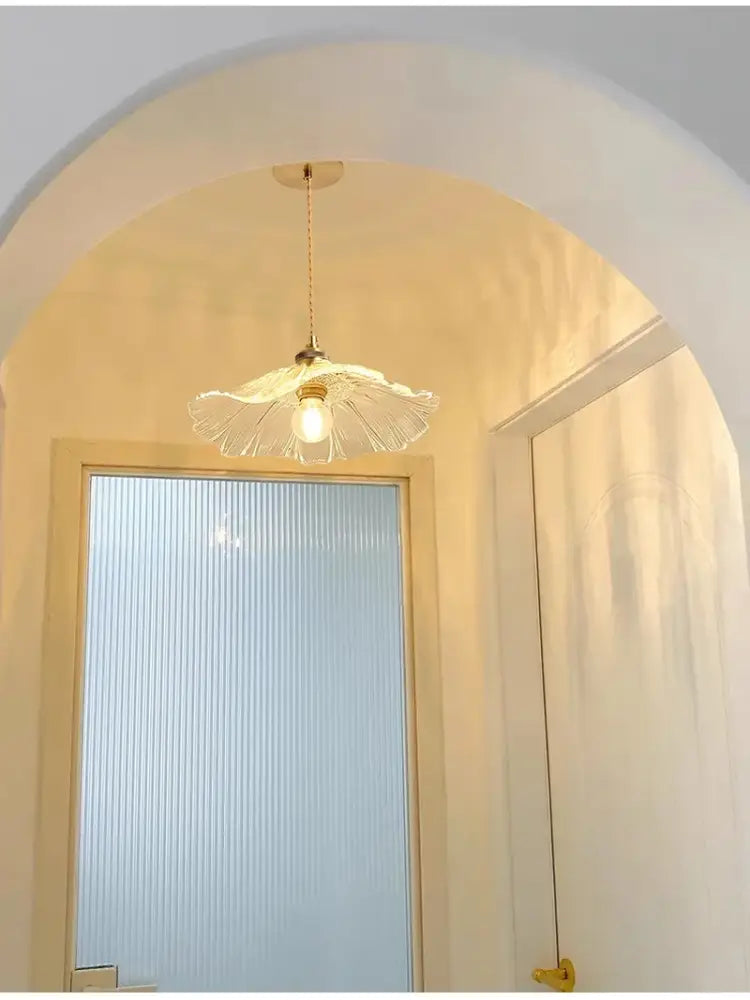 Modern green leaf glass e27 ceiling lights for bedroom interiors