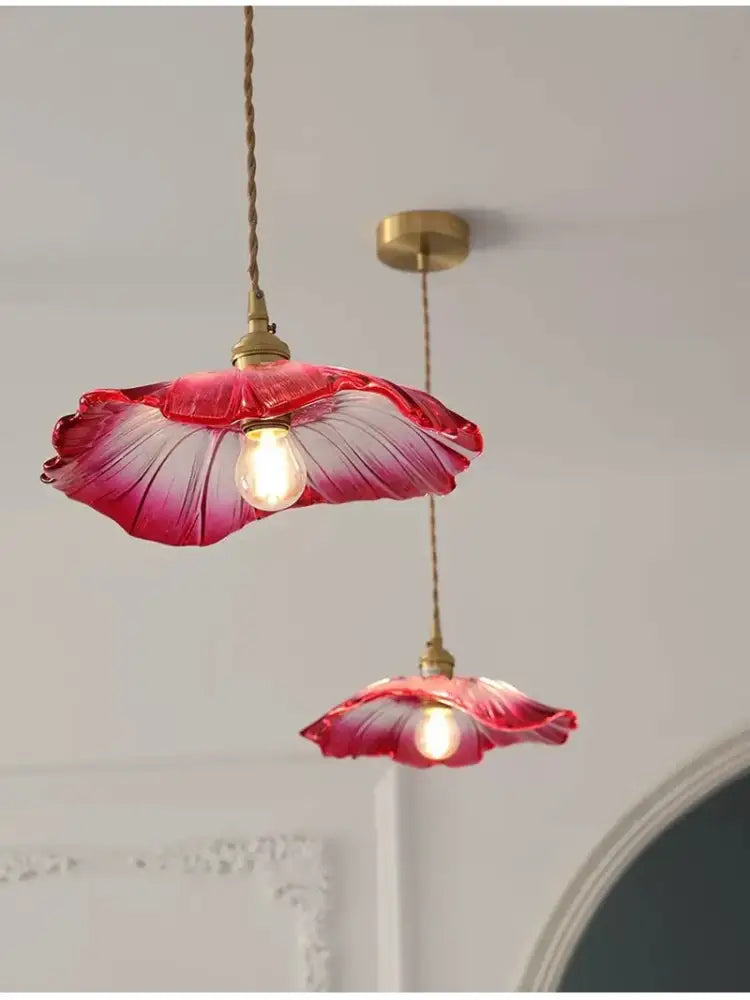 Modern green leaf glass e27 ceiling lights for bedroom interiors