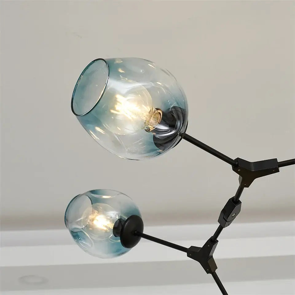 Modern gray nordic glass ball led chandelier dining room