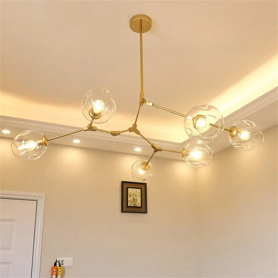 Modern gold nordic lustre glass chandelier dining room light