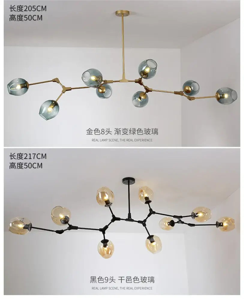 Modern gold nordic lustre glass chandelier dining room light