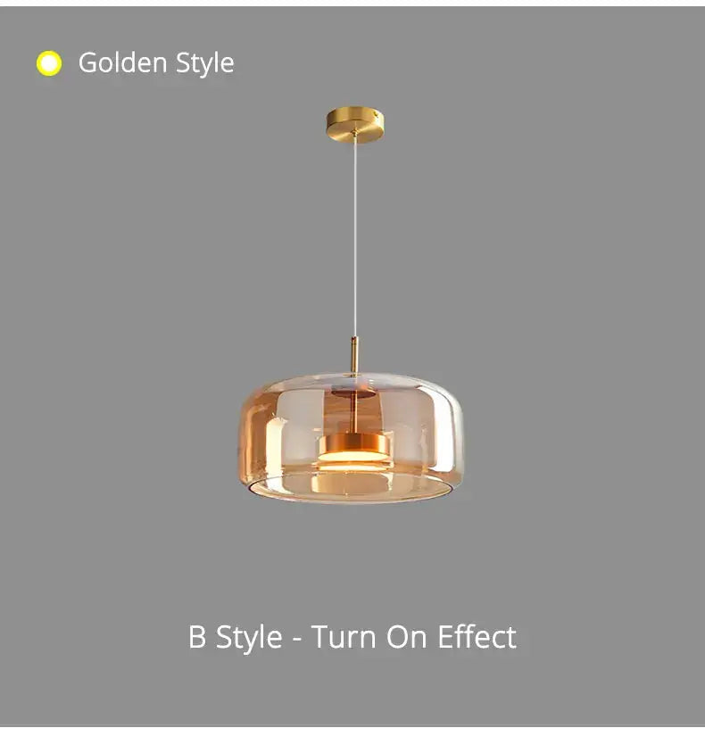 Modern amber nordic glass pendant lamp for kitchen dining room