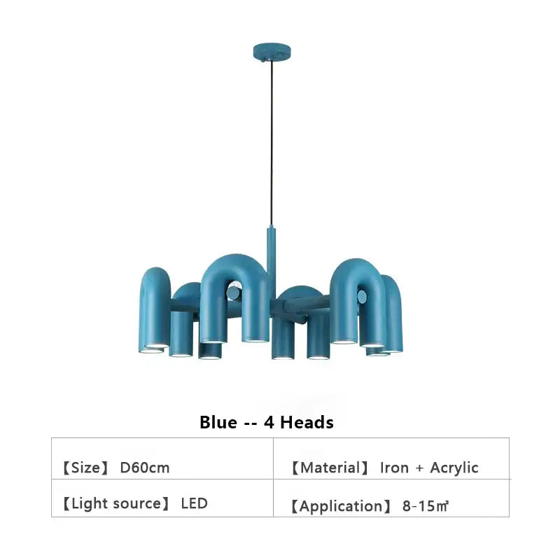 Modern black six arm led ceiling chandelier living room light