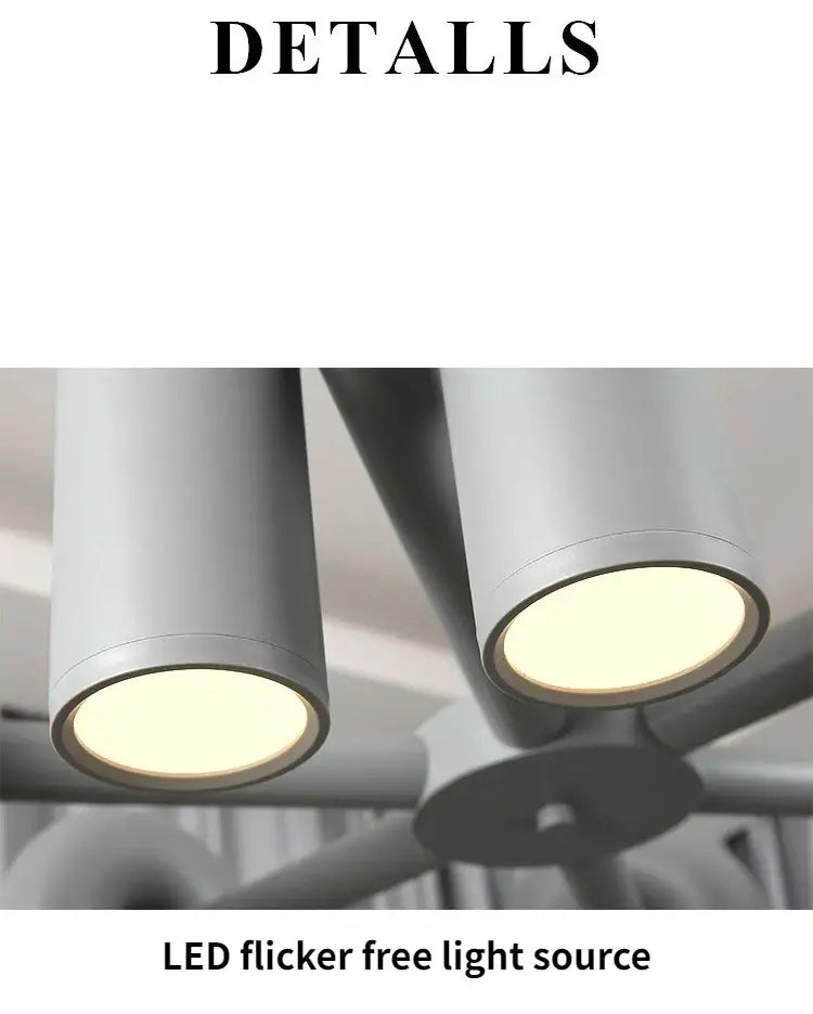 Modern black six arm led ceiling chandelier living room light