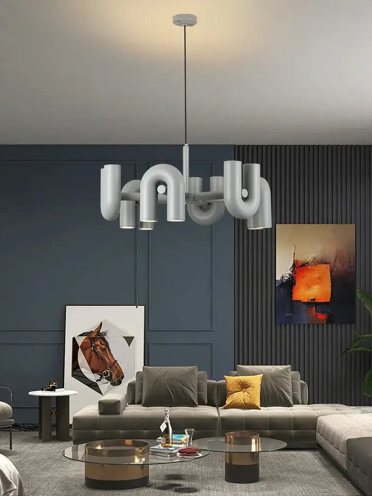 Modern black six arm led ceiling chandelier living room light