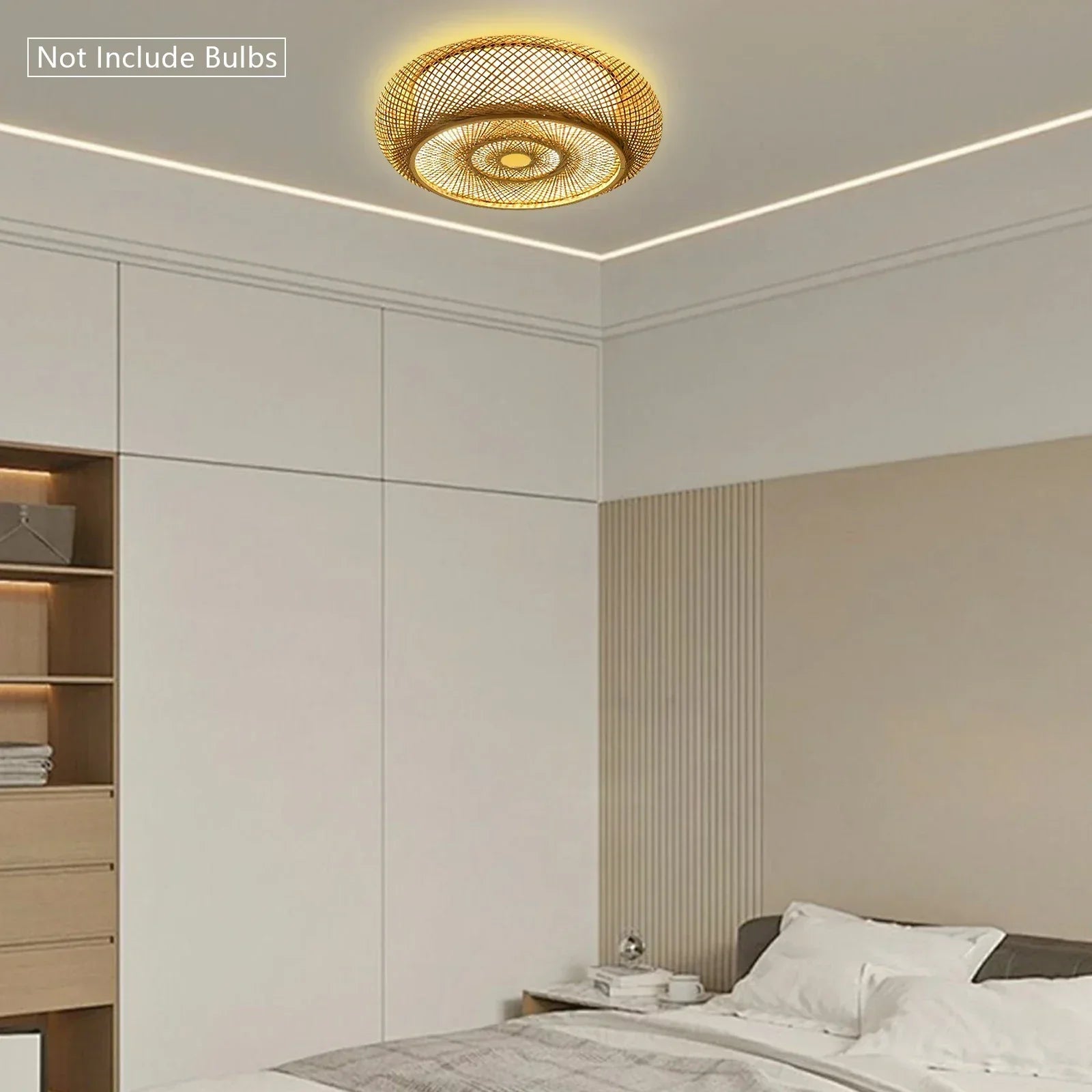 Modern rattan pendant light ceiling fan – living room bamboo texture