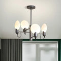 Modern silver gray oval ceiling light with opal glass for bedroom
