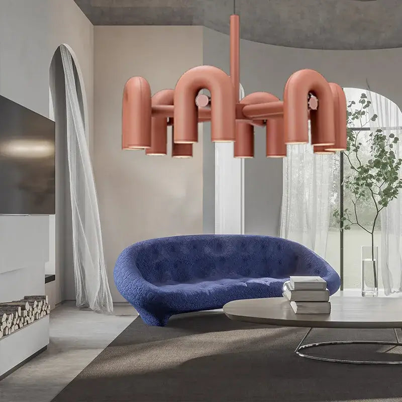 Modern pink neon inquiry led ceiling chandelier bedroom light