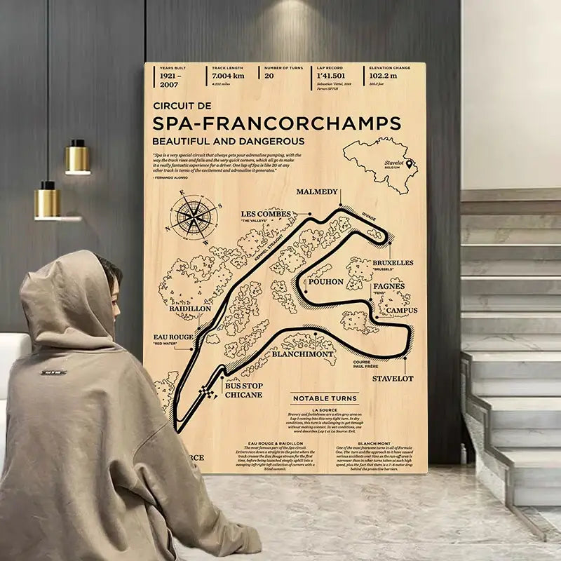 Vintage sepia interlagos monaco grand prix art print living room decor