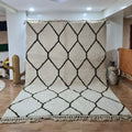 Handmade beni ouarain moroccan rug cream & black bedroom decor