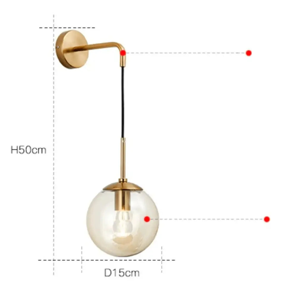 Modern brass glass globe modern wall sconce – living room light