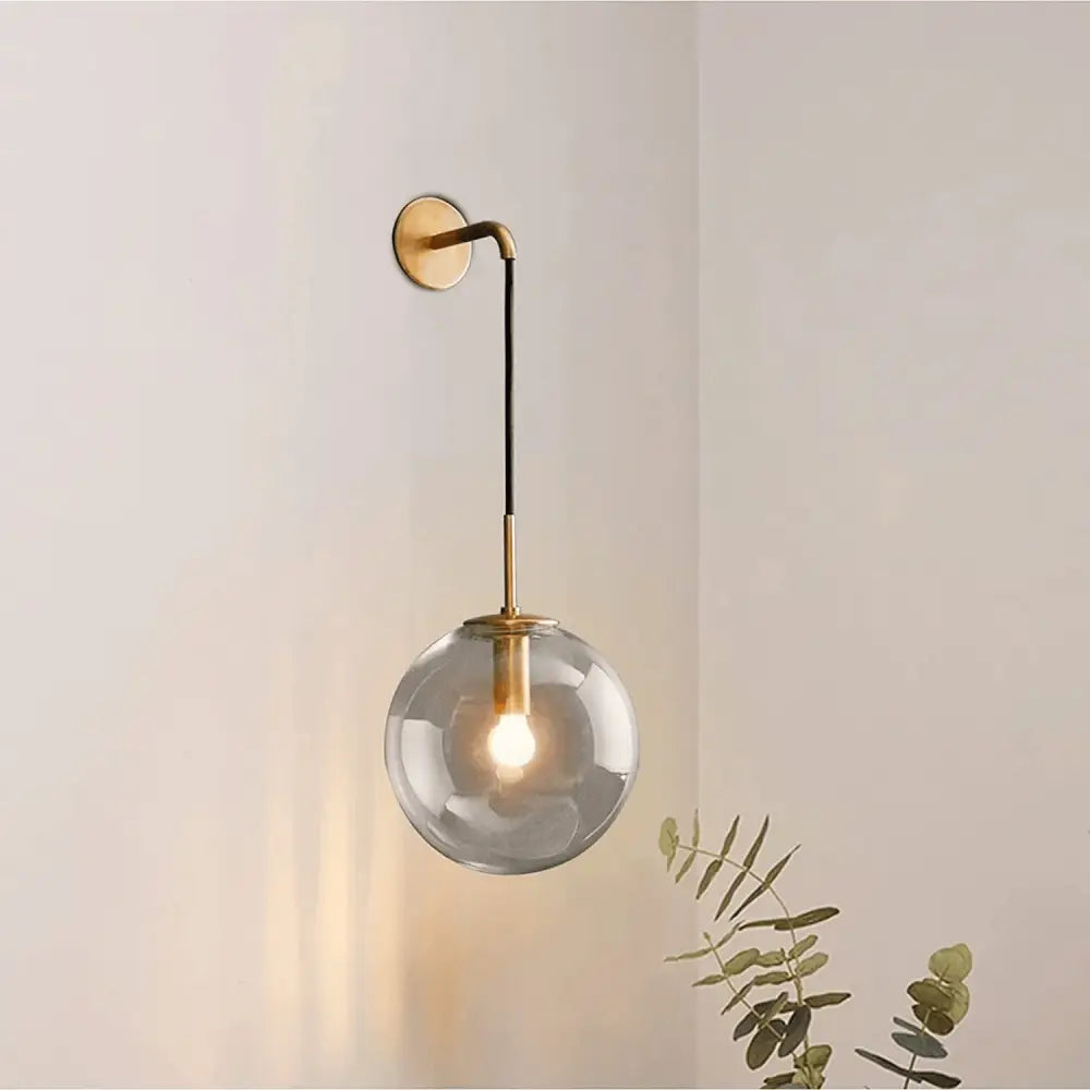 Modern brass glass globe modern wall sconce – living room light